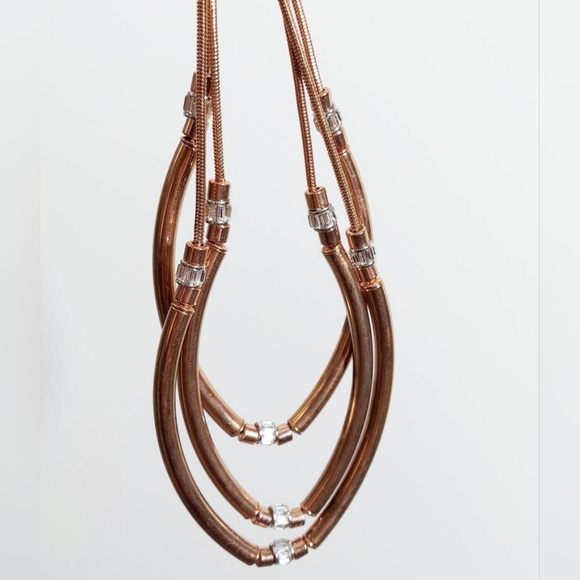 Henri Bendel art deco triple strand gold finish necklace tassle Statement - Picture 10 of 10